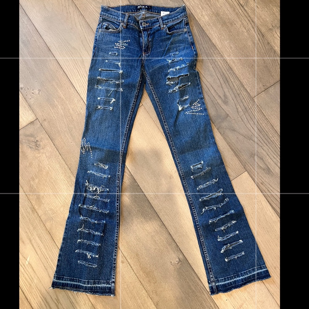 Allen B. Beautiful sexy wide legs with Swarovski Crystal detailing size 27